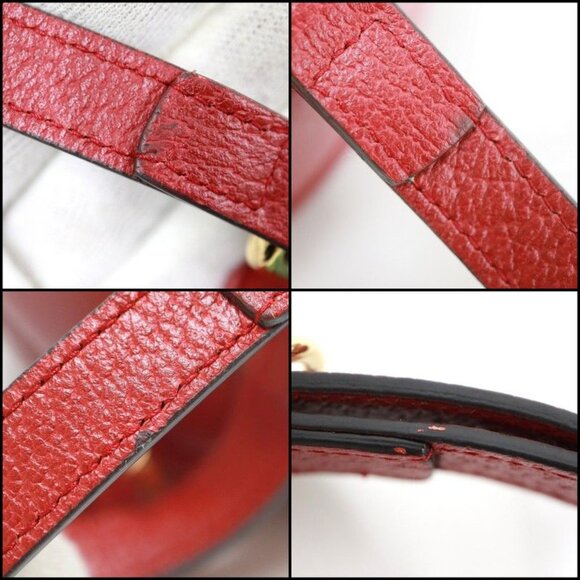 Gucci Mini Circle Backpack Ophidia GG Flora Leather Khaki Red - Picture 9 of 10